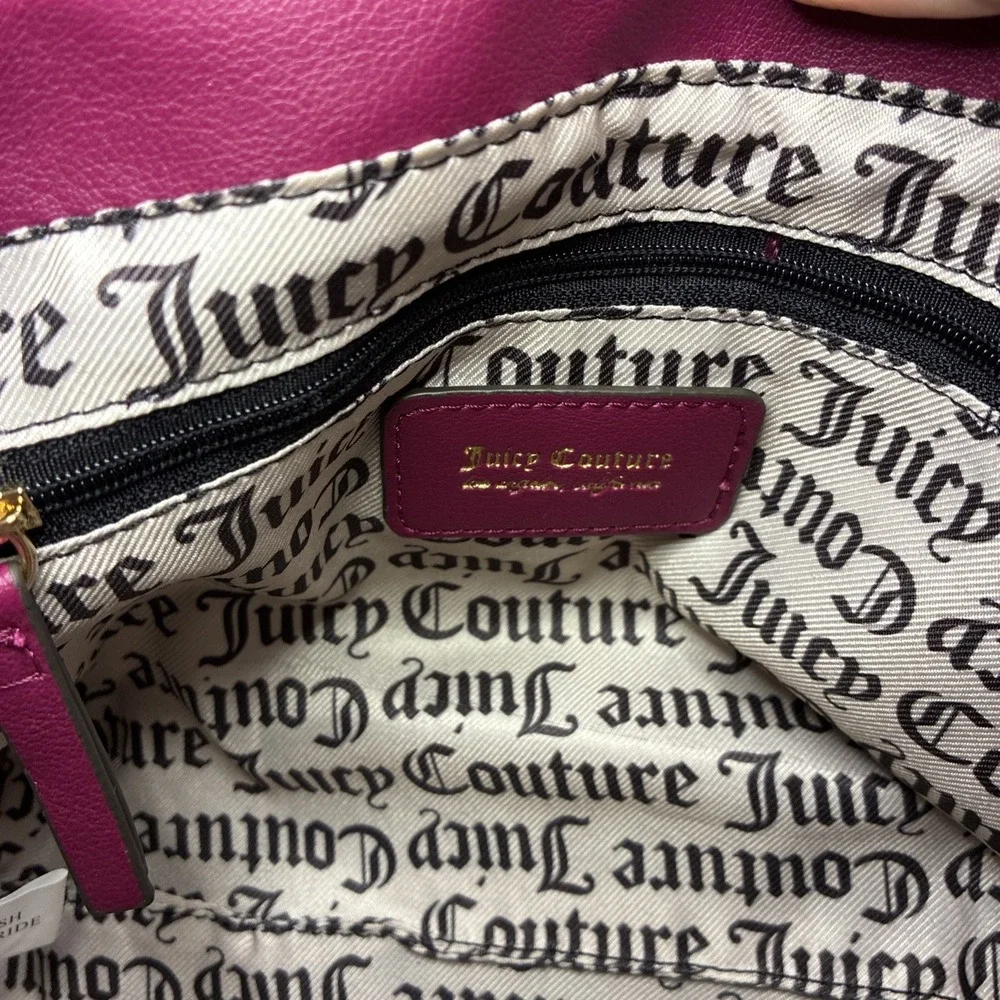 Juicy Couture Lovely Girl Shoulder Bag Purse Plum Berry Quilted Hearts Chunky‎